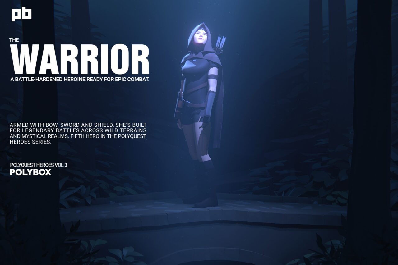 Polyquest Heroes  Warrior I Huntress   3D Characters   Unity Asset Store