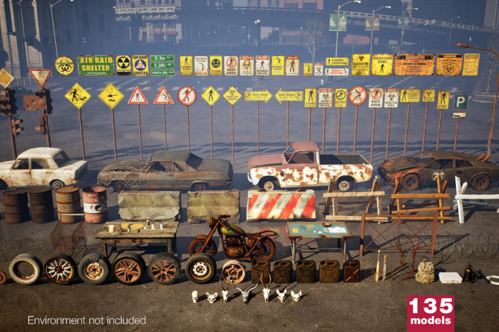 Post Apocalyptic Survival Urban City Props and Road Signs Pack 135 3d Models   3D Exterior   Unity Asset Store