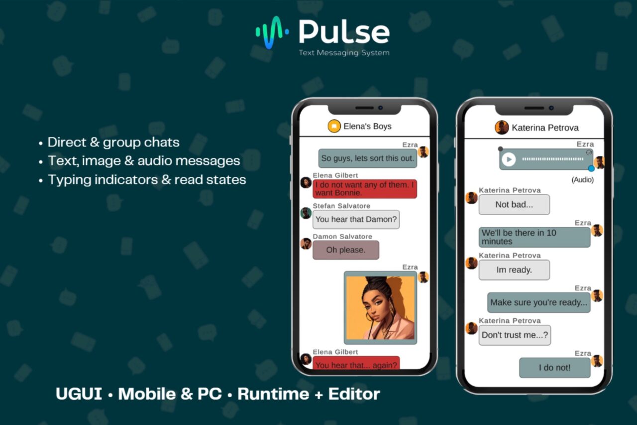 Pulse Text Messaging System GUI Tools Unity Asset Store