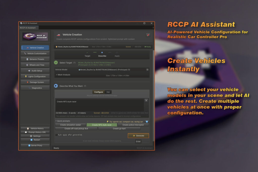 RCCP AI Assistant  Realistic Car Controller Pro Copilot    AI ML Integration   Unity Asset Store