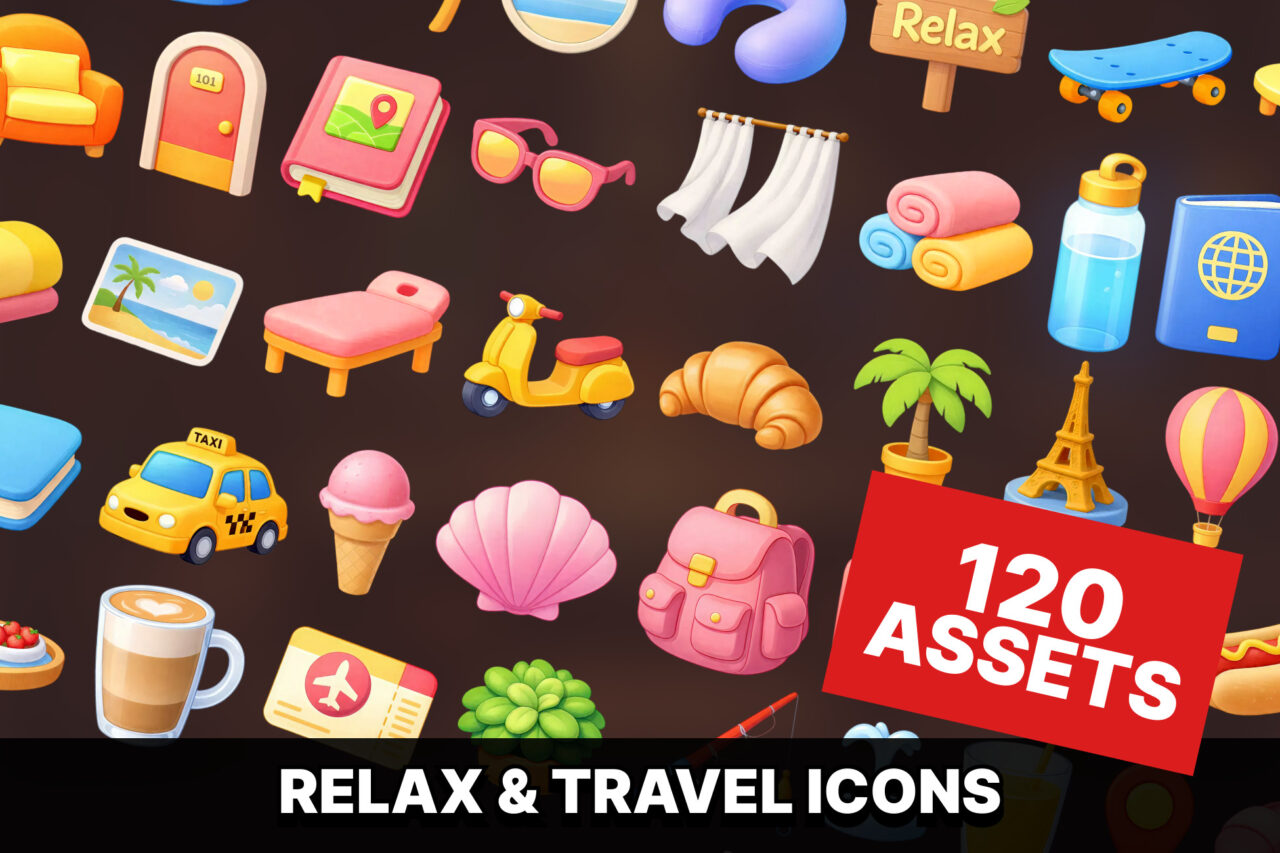 Relax Travel Lifestyle Inventory Icon Pack Games and UI 2D Unity Asset Store