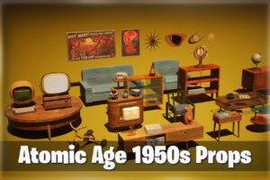 Retro Futuristic Props   Retro Room Props Interior   Retrofuturism Pack   3D Furniture   Unity Asset Store