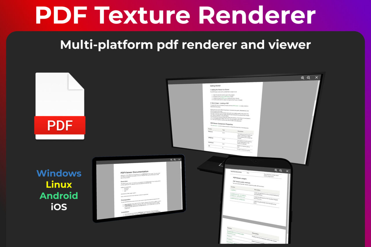 Runtime PDF Texture Renderer   GUI Tools   Unity Asset Store