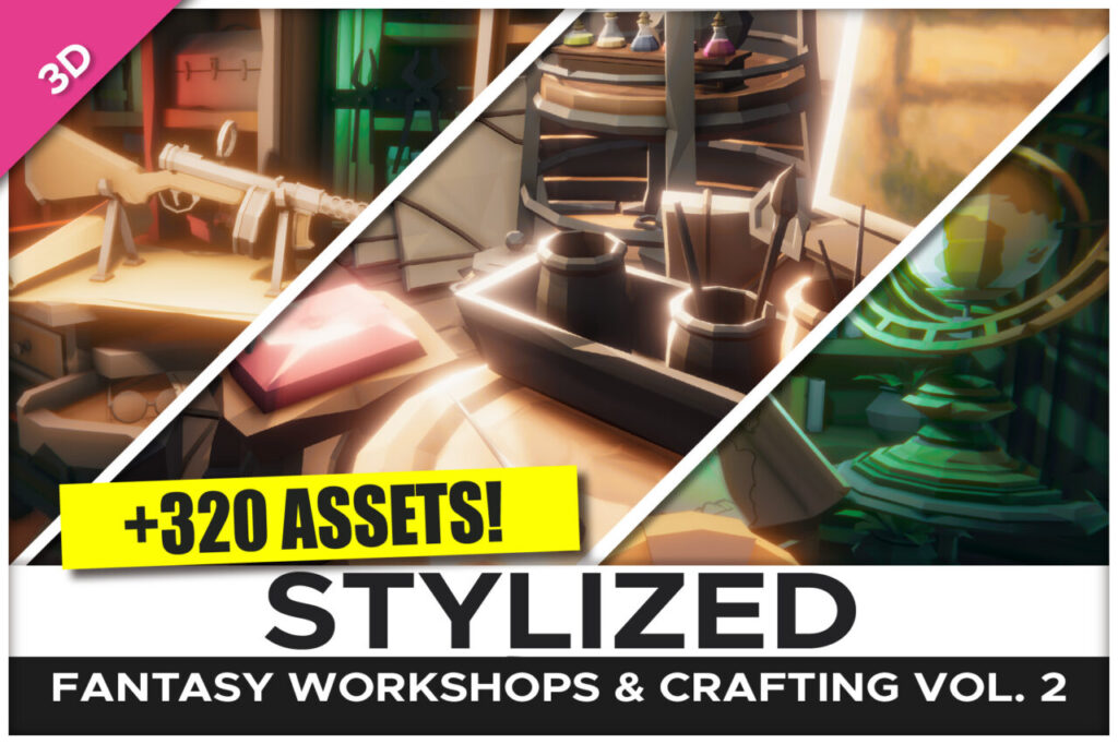 STYLIZED Fantasy Workshops   Crafting Vol. 2   Low Poly 3D Art   3D Interior   Unity Asset Store