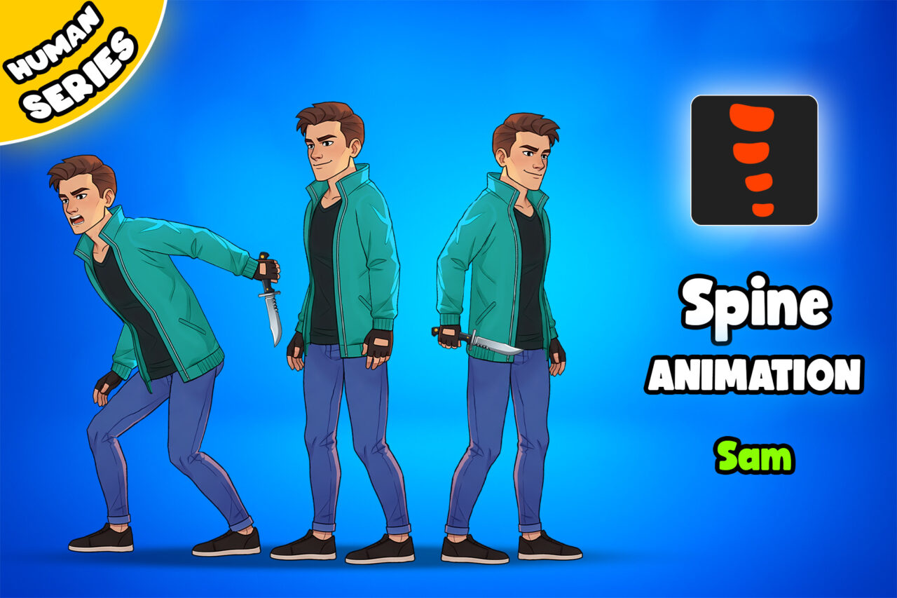 Sam 2D Animated Spine Character Human Series 2D Characters Unity Asset Store