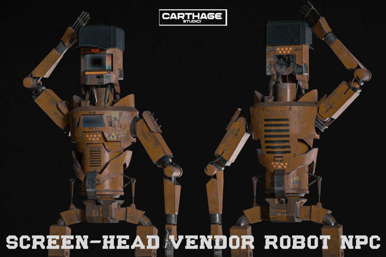 Screen Head Vendor Robot NPC 3D Robots Unity Asset Store