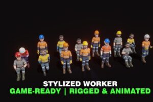 Stylized Male Worker 3D Model Animated Customizable   3D Humanoids   Unity Asset Store