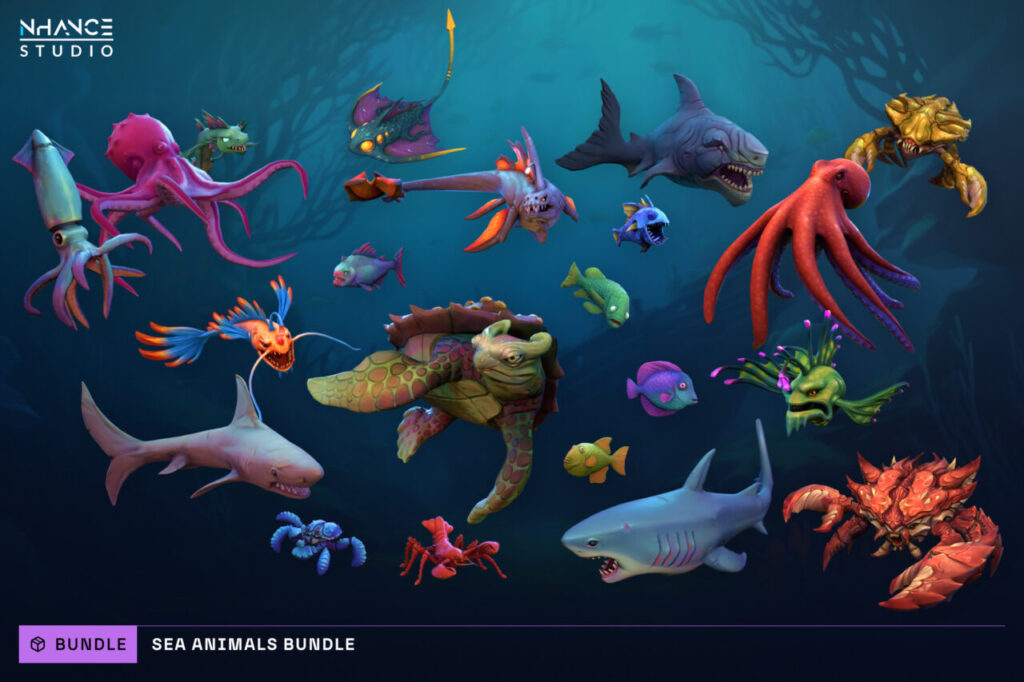 Stylized Sea Animals Bundle   Characters   Unity Asset Store