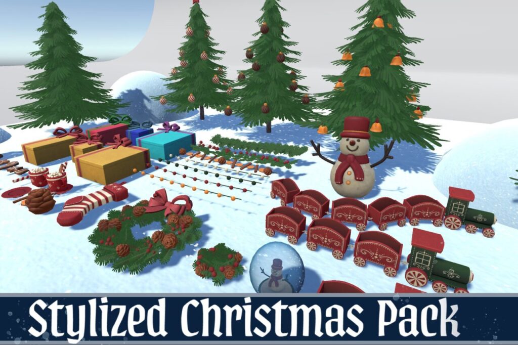 Stylized Christmas Decorations Pack  Trees  Gifts   Sweets   3D Interior   Unity Asset Store