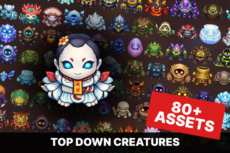 Top Down Chibi Elemental Monsters：属性要素を持つ2Dモンスター素材
