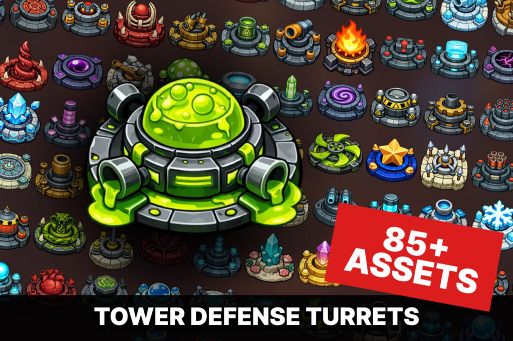 Tower Defense Turret Mega Pack Toxic Elemental Sci Fi Strategy TD Assets   2D   Unity Asset Store