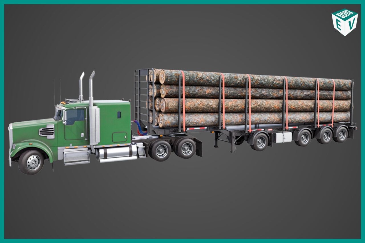Truck 07 Log Trailer Green Version URP HDRP Textures 3D Land Unity Asset Store