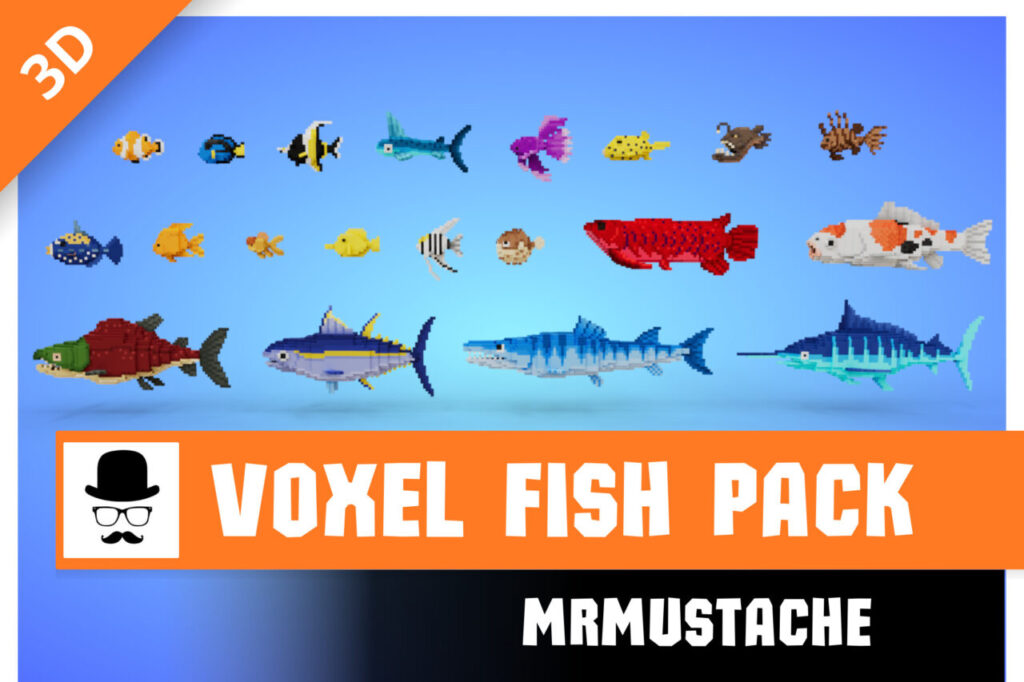 Voxel Fish Pack   Characters   Unity Asset Store