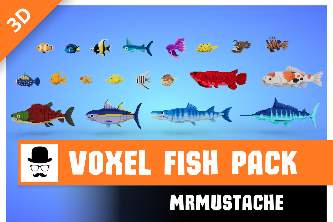Voxel Fish Pack   Characters   Unity Asset Store