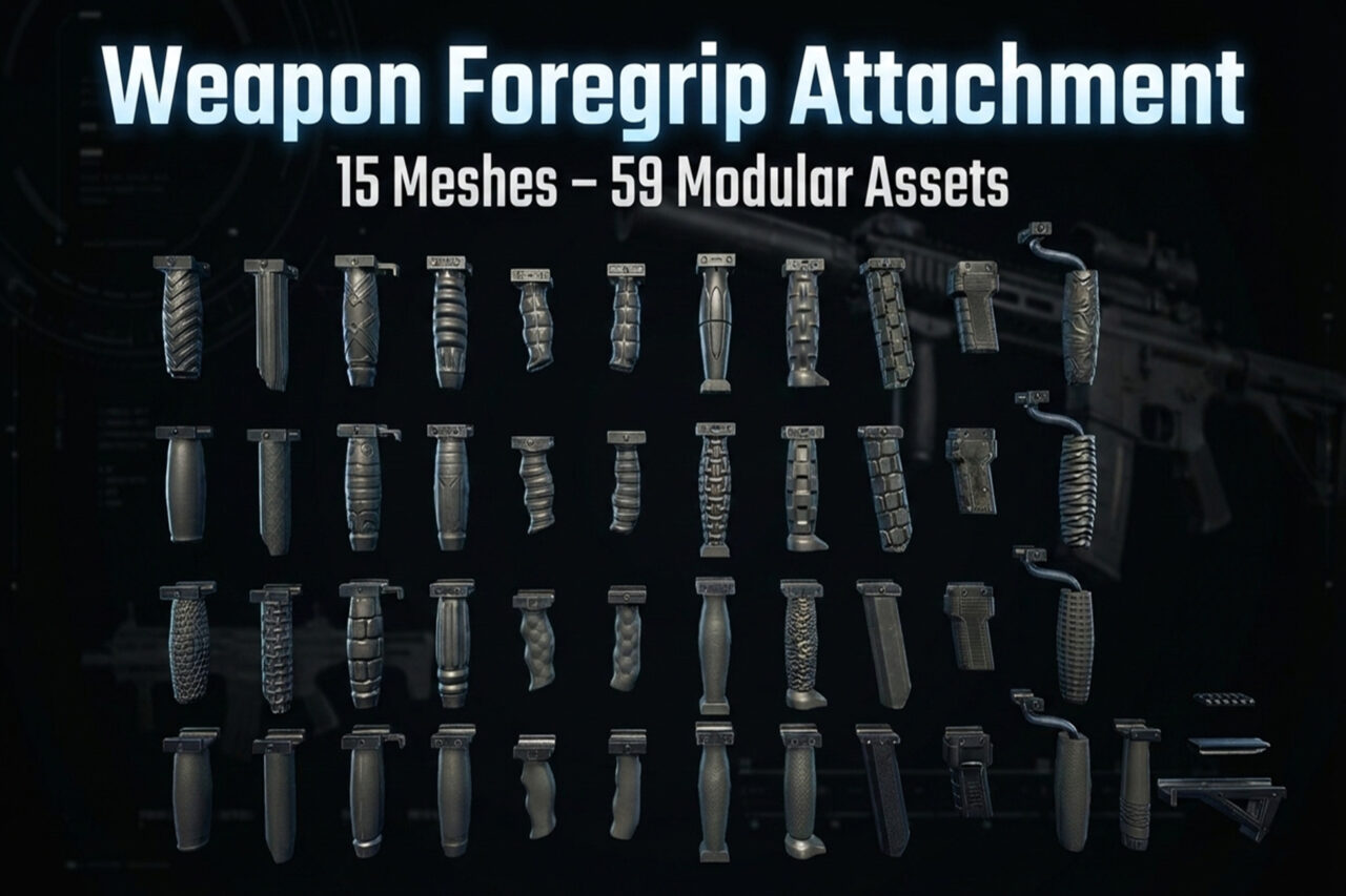 Weapon Foregrip Attachment 3D Guns Unity Asset Store