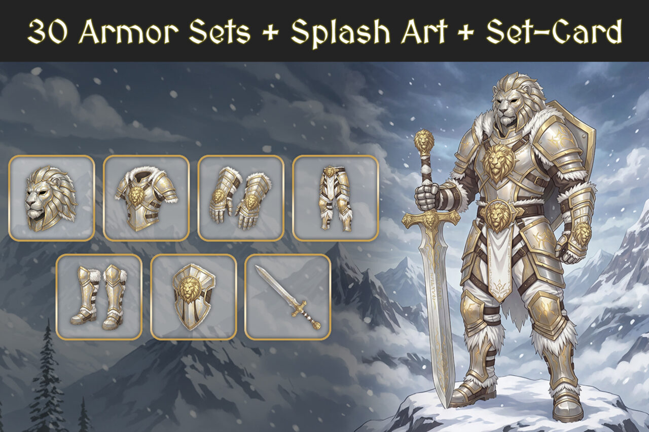 30 Legendary Armor Sets 200 Fantasy Icons 512x512 HD   2D Icons   Unity Asset Store