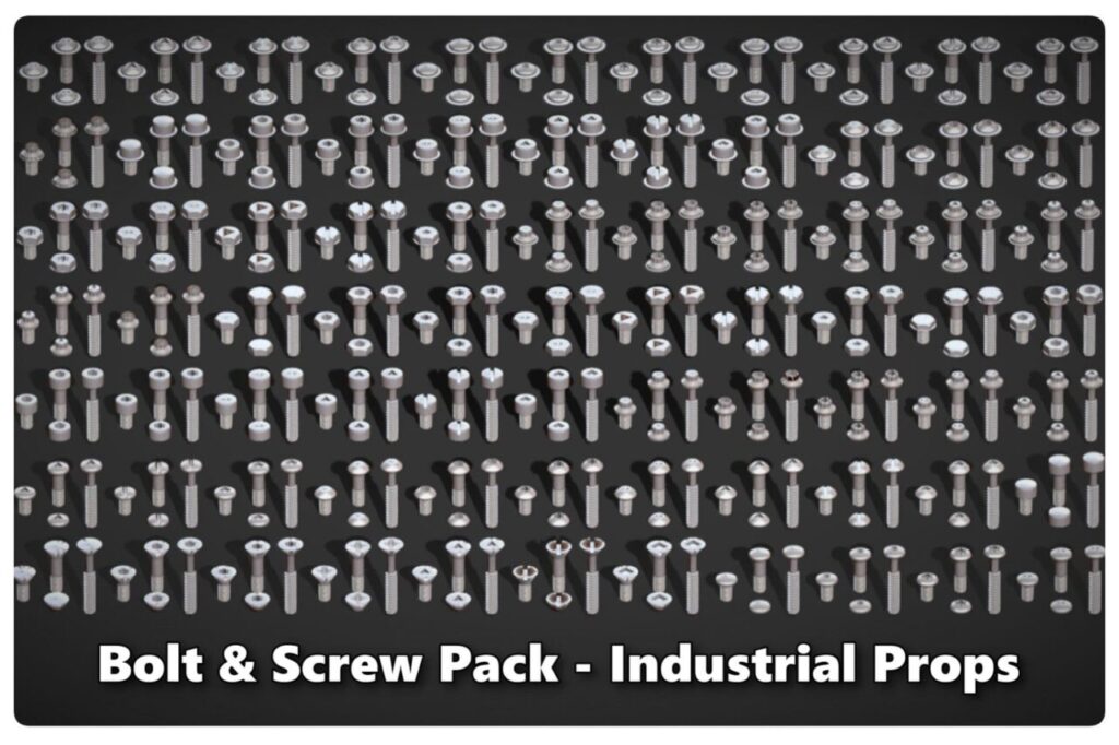 308 Bolt Screw Head Pack Low Poly Realistic Kitbash Industrial Props Set   3D Props   Unity Asset Store