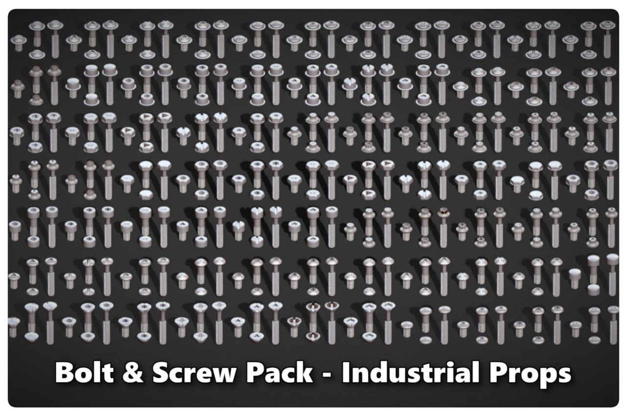 308 Bolt Screw Head Pack Low Poly Realistic Kitbash Industrial Props Set 3D Props Unity Asset Store