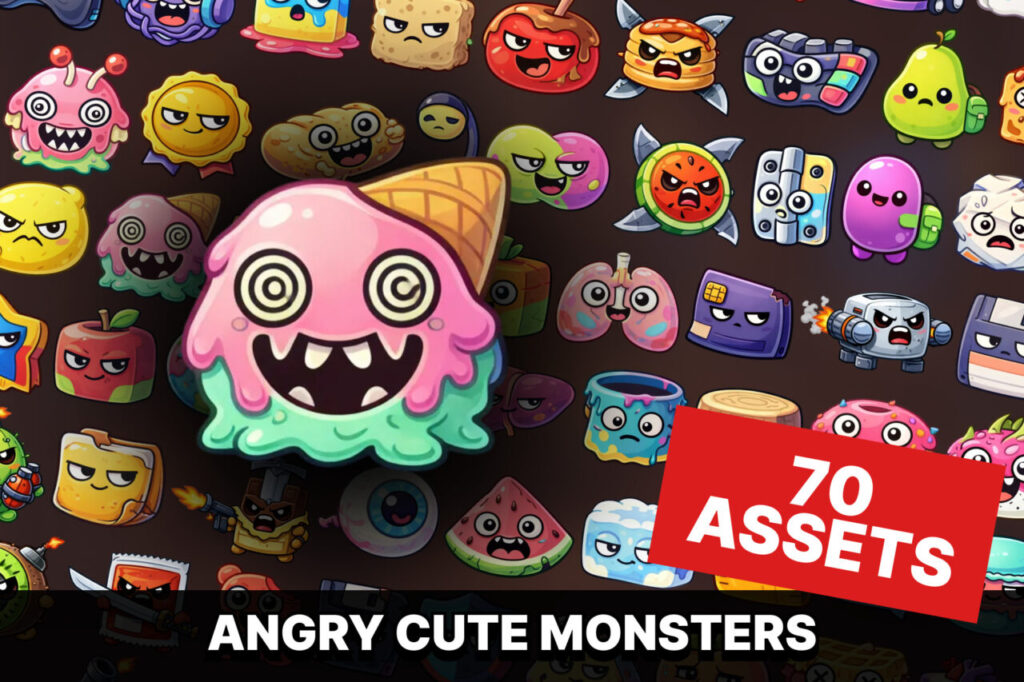 Angry Cute Food Enemies Object Monsters Hero Icons Pack for Casual Action Games   2D   Unity Asset Store