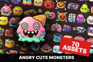 Angry Cute Food Enemies Object Monsters Hero Icons Pack for Casual Action Games   2D   Unity Asset Store