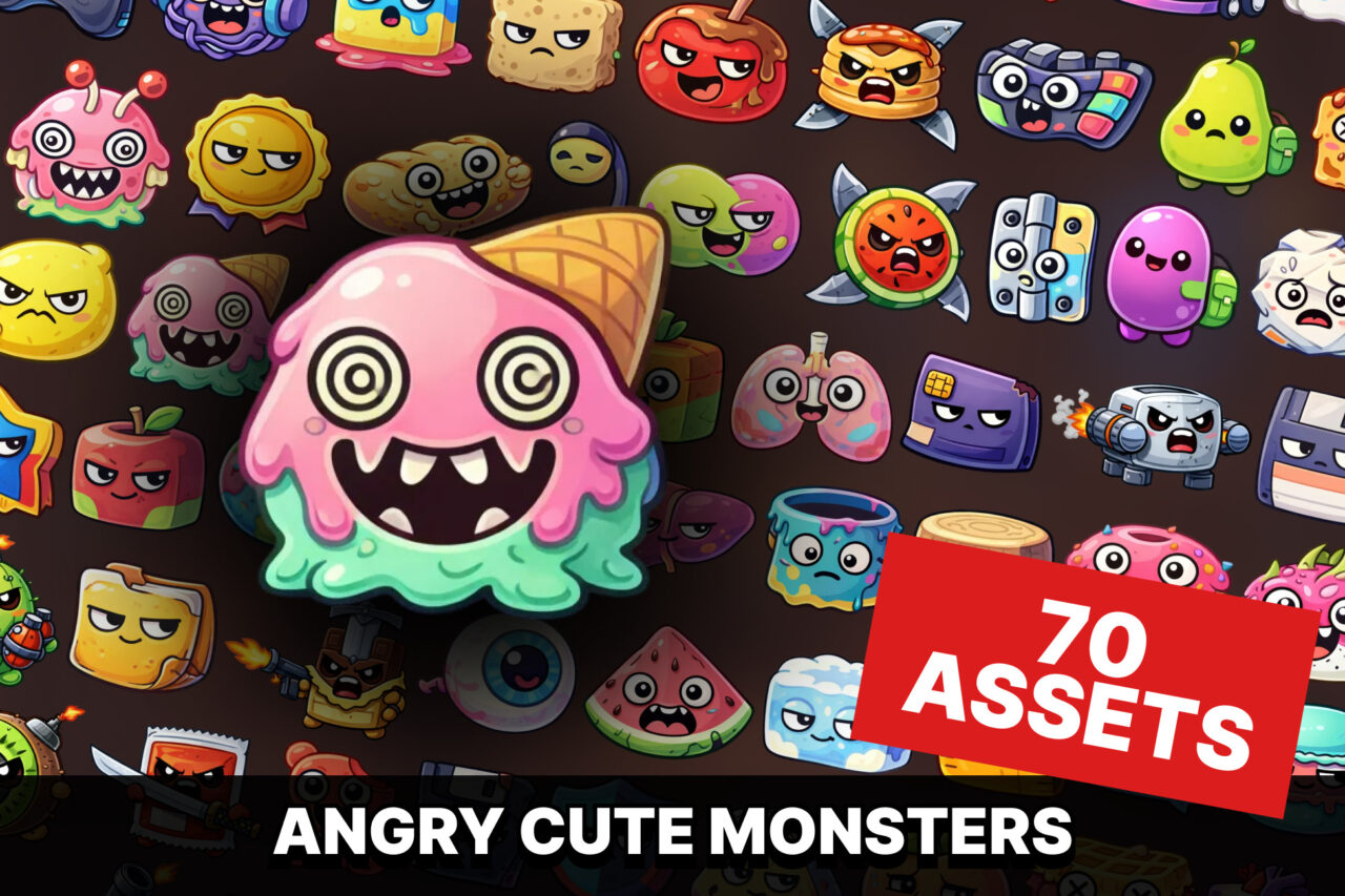 Angry Cute Food Enemies Object Monsters Hero Icons Pack for Casual Action Games   2D   Unity Asset Store