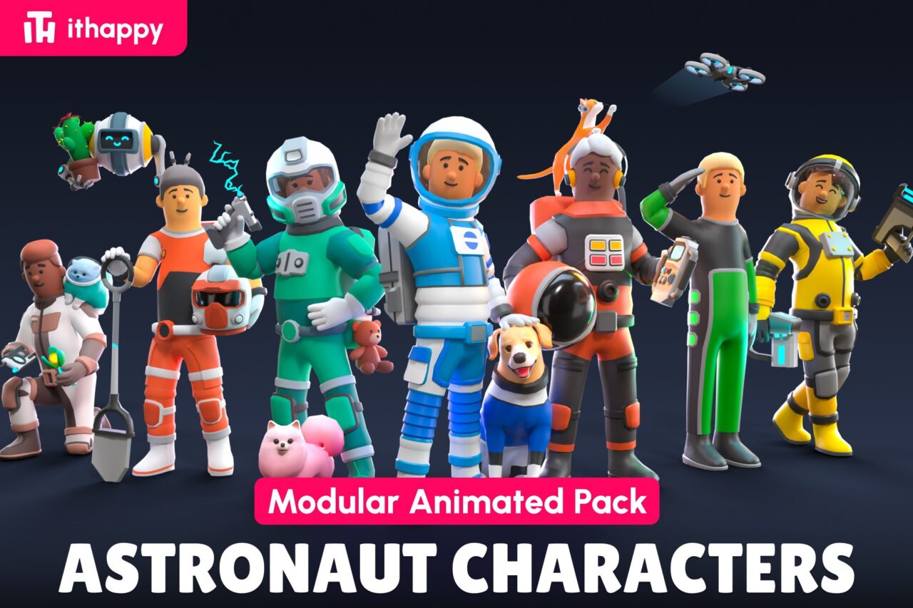 Astronaut Characters Low Poly 3D Models Pack Characters Unity Asset Store