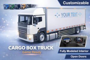 Cargo Box Truck 3D Model Game Ready Interior Openable Doors Custom Branding   3D Land   Unity Asset Store