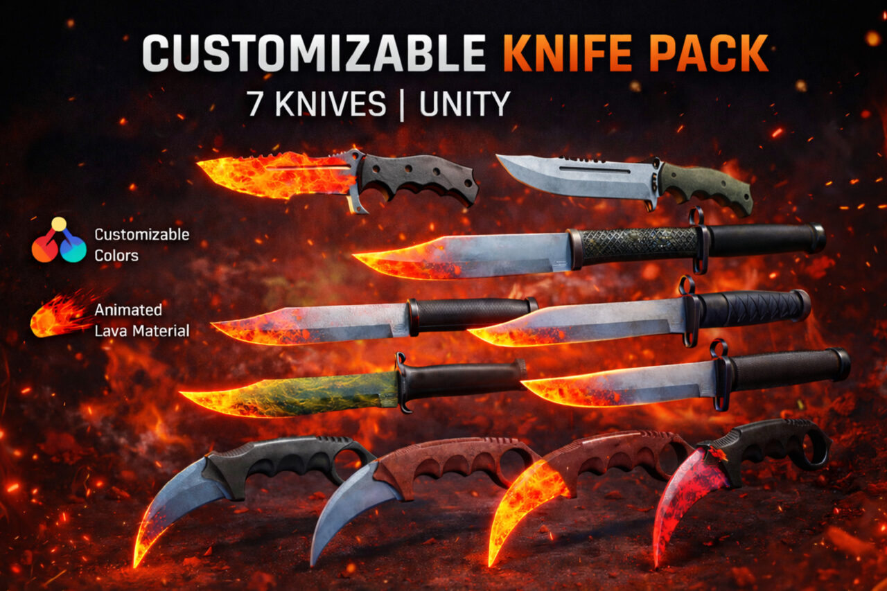 Customizable Knife Pack 3D Weapons Unity Asset Store