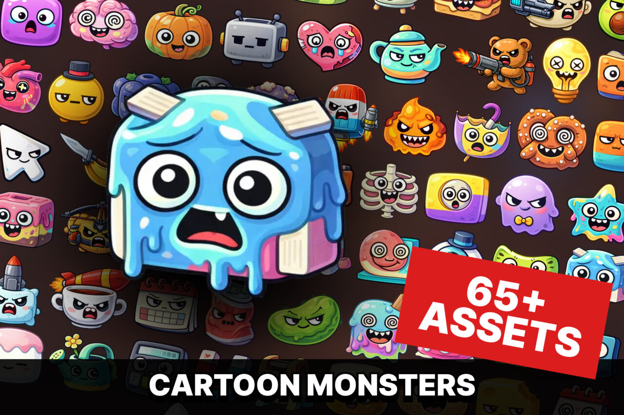 Cute Cartoon Object Battle Food Enemy Monsters Pack for Casual RPG Arcade Games 2D Unity Asset Store