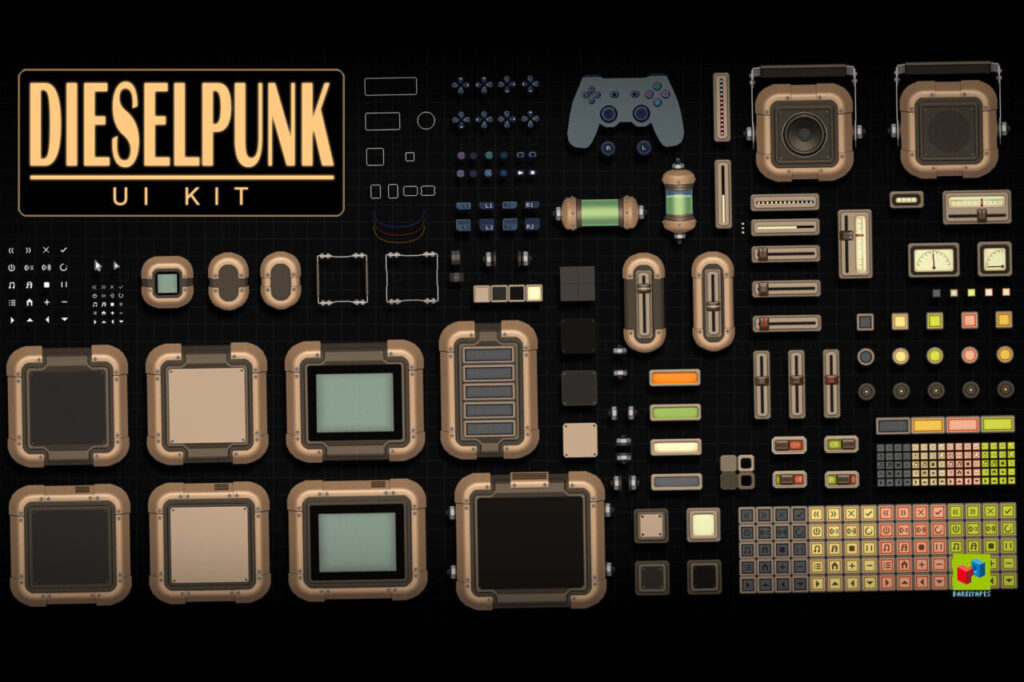 Dieselpunk UI GUI Kit   2D Icons   Unity Asset Store