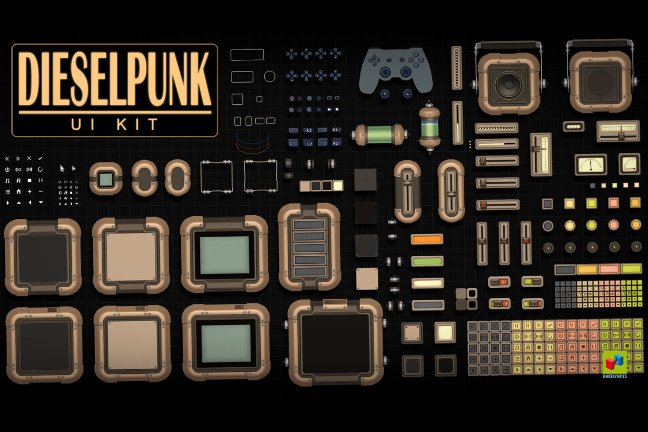 Dieselpunk UI GUI Kit   2D Icons   Unity Asset Store