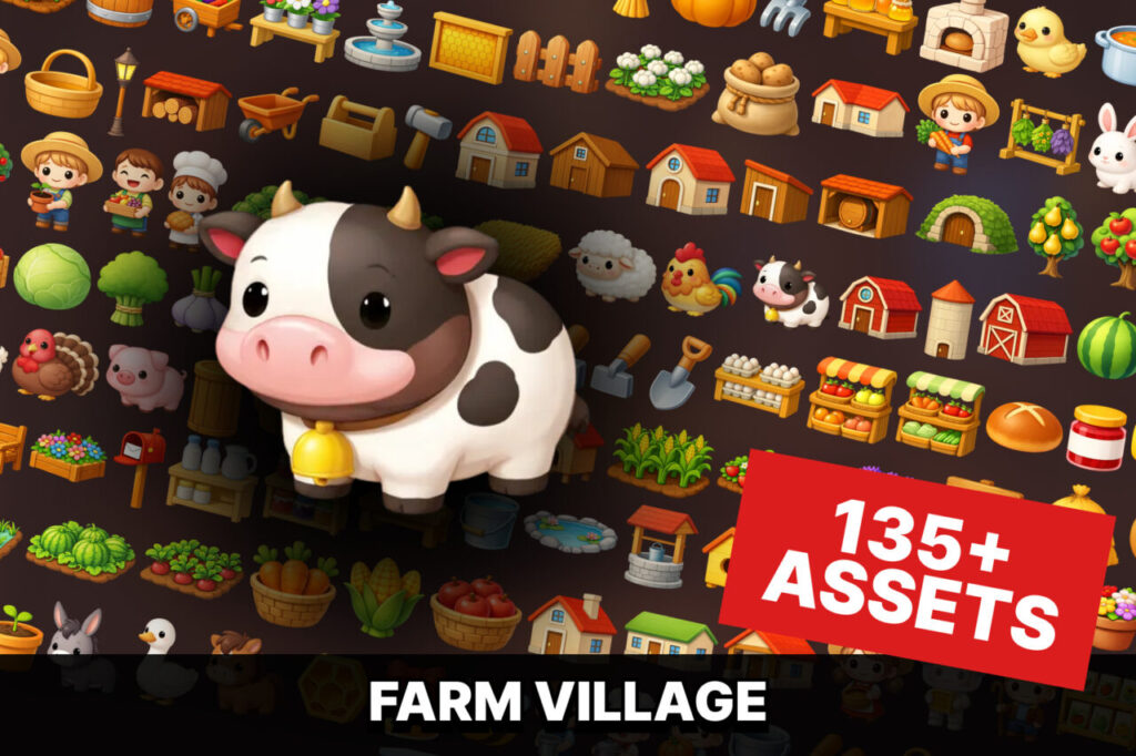 Farm Village Agriculture Animals Crops Buildings Props Pack for Simulation Games   2D   Unity Asset Store