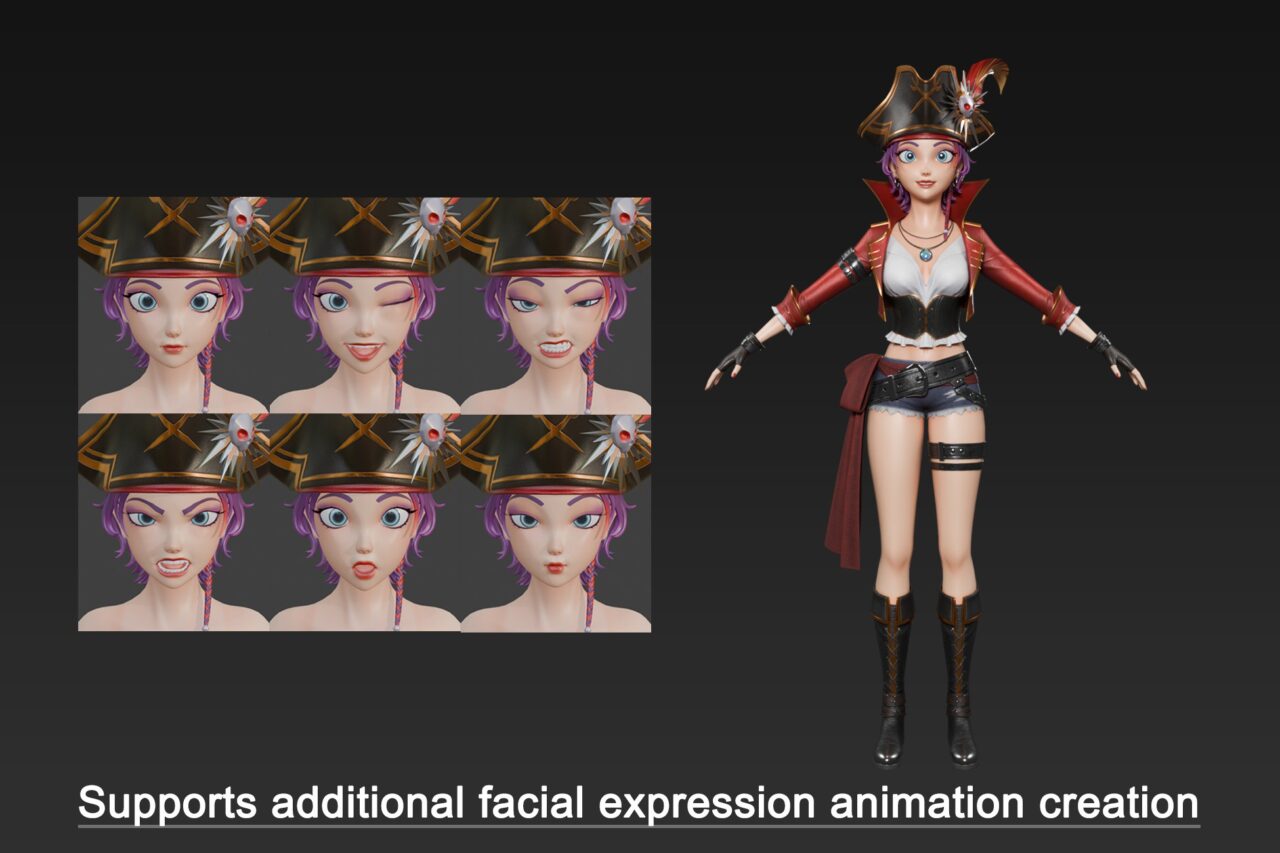 HQ Pirate Queen well proportioned figure   3D Characters   Unity Asset Store
