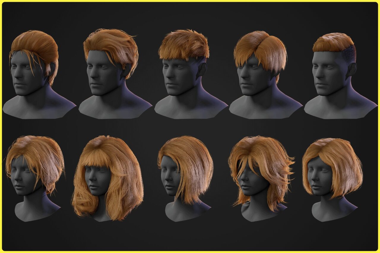 Hair Collection 10 Haircuts 3D Humanoids Unity Asset Store