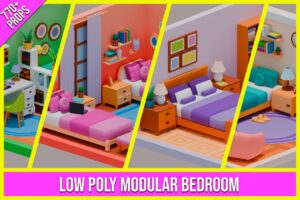 Low Poly Modular Bedroom Pack 770 Props   3D Interior   Unity Asset Store