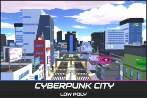 LowPoly Cyberpunk City   3D Urban   Unity Asset Store