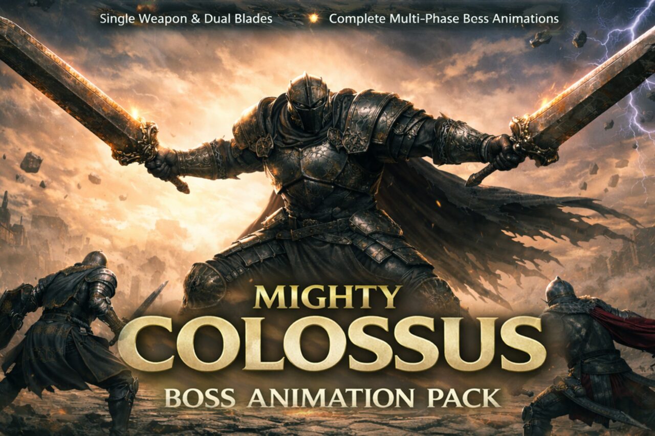 Mighty Colossus Boss Animation Pack Single Dual Colossal Weapons 3D Animations Unity Asset Store