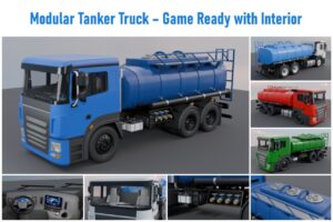 Modular Tanker Truck Game Ready PBR Vehicle with Interior UI Dashboard   3D Land   Unity Asset Store