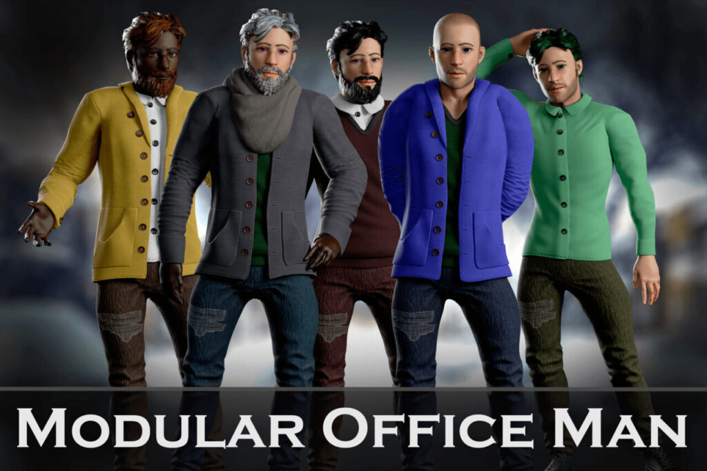 Office Winter Man Modular Game Character   Characters   Unity Asset Store