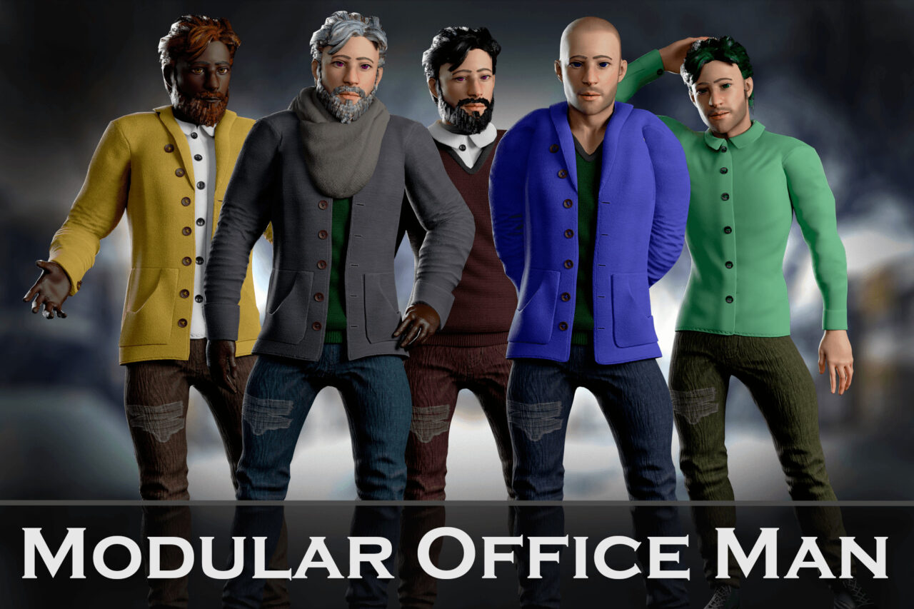 Office Winter Man Modular Game Character   Characters   Unity Asset Store
