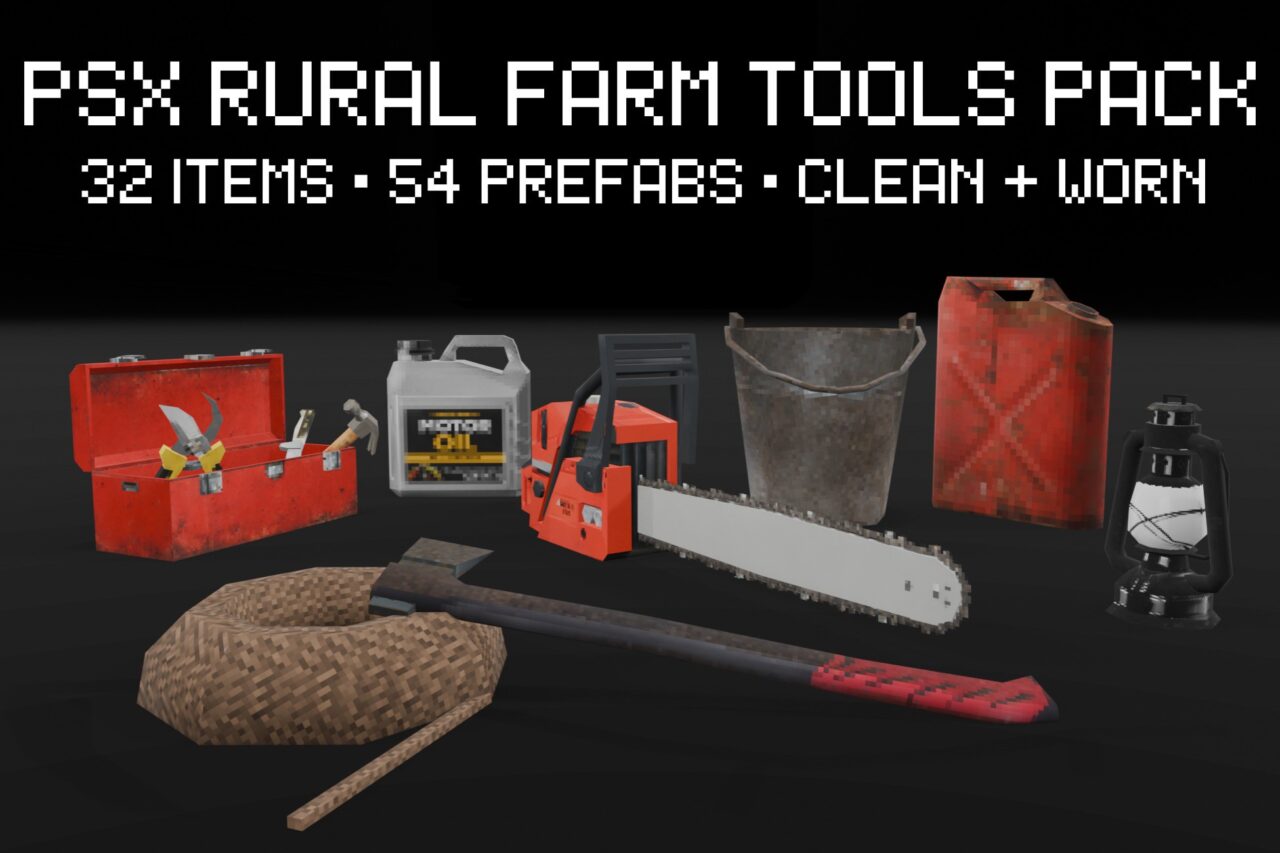 PSX Rural Farm Tools Pack 32 Lowpoly Tool Props   3D Tools   Unity Asset Store