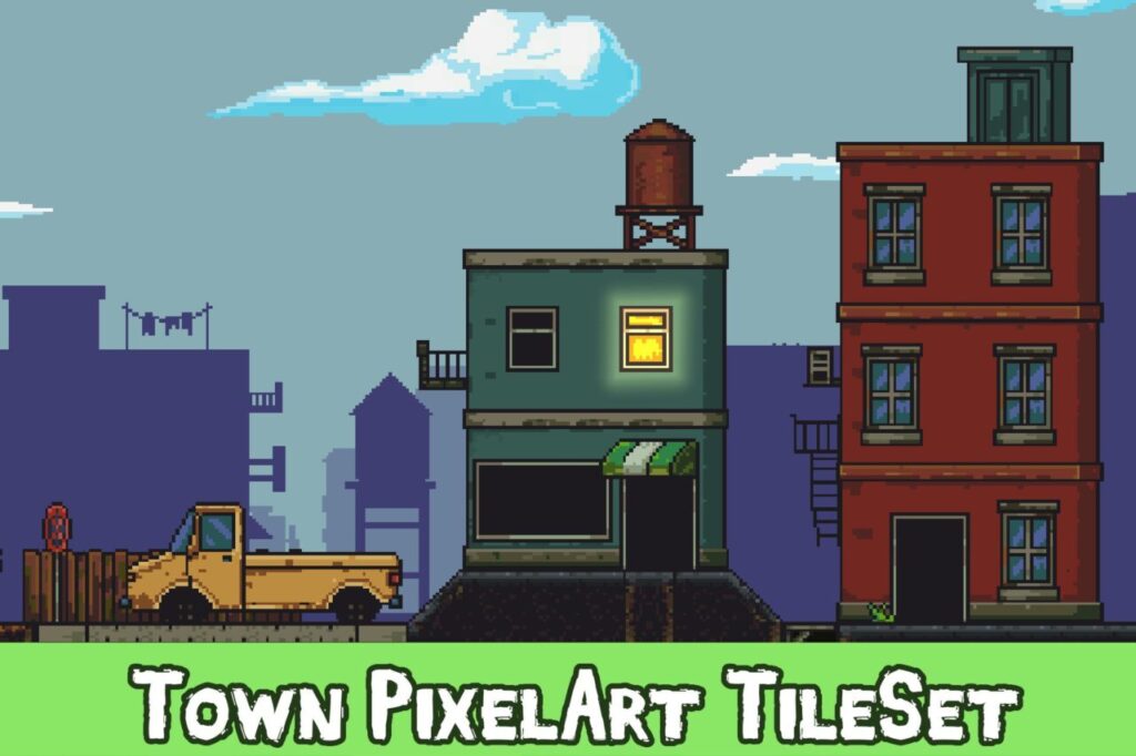 Pixel Art Town Tileset   2D Environments   Unity Asset Store