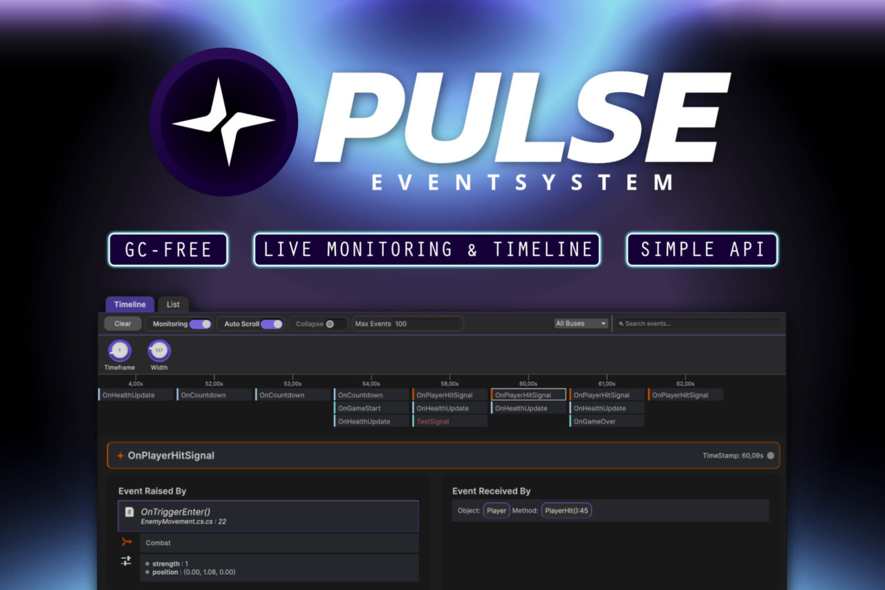 Pulse GC Free Event System with Live Debugger   Utilities Tools   Unity Asset Store