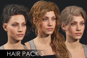 Realistic female hairstyles pack 3   Rigged hair game ready low poly   Characters   Unity Asset Store