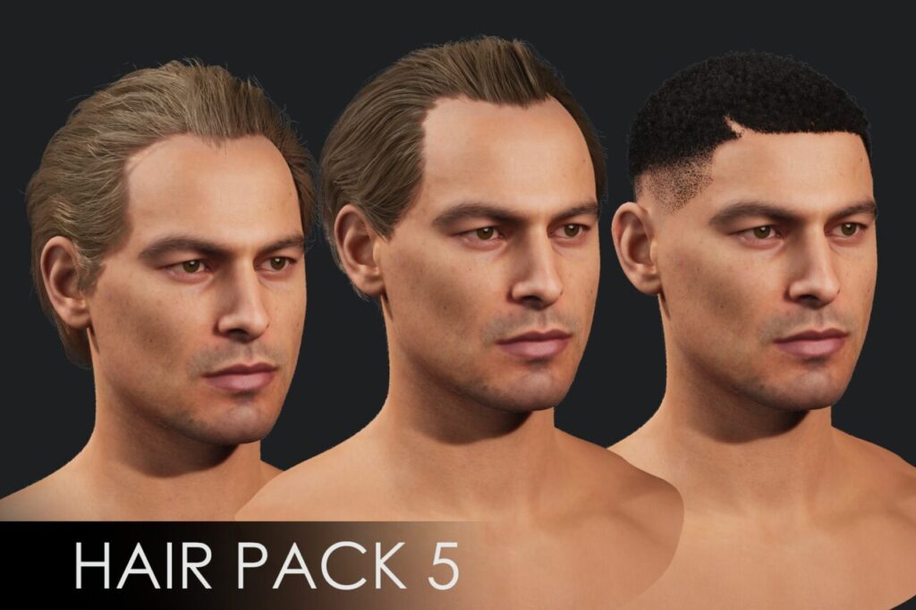 Realistic male hairstyles pack 5   Rigged hair game ready low poly   Characters   Unity Asset Store