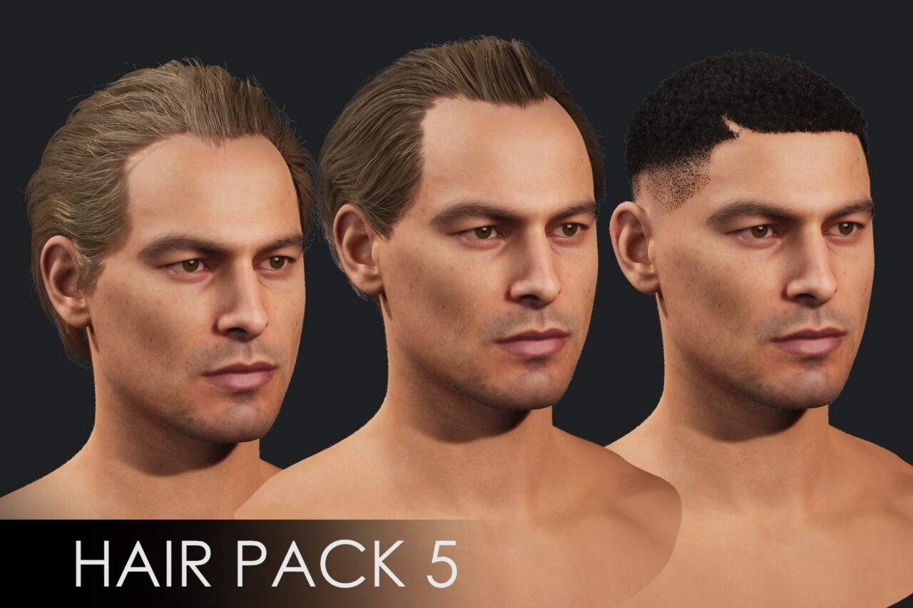 Realistic male hairstyles pack 5   Rigged hair game ready low poly   Characters   Unity Asset Store