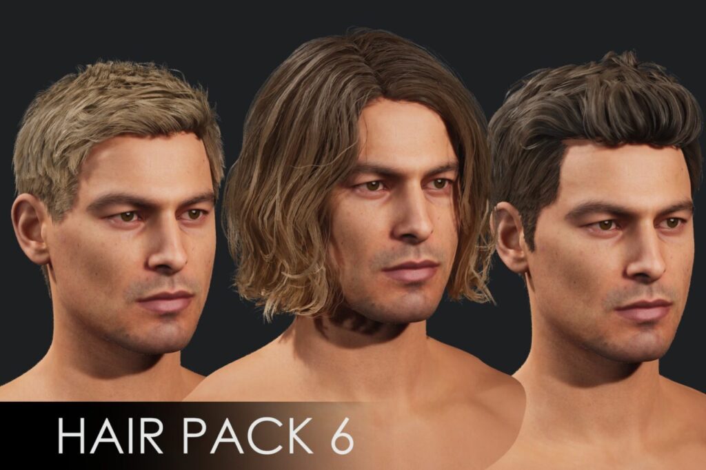 Realistic male hairstyles pack 6   Rigged hair game ready low poly   Characters   Unity Asset Store