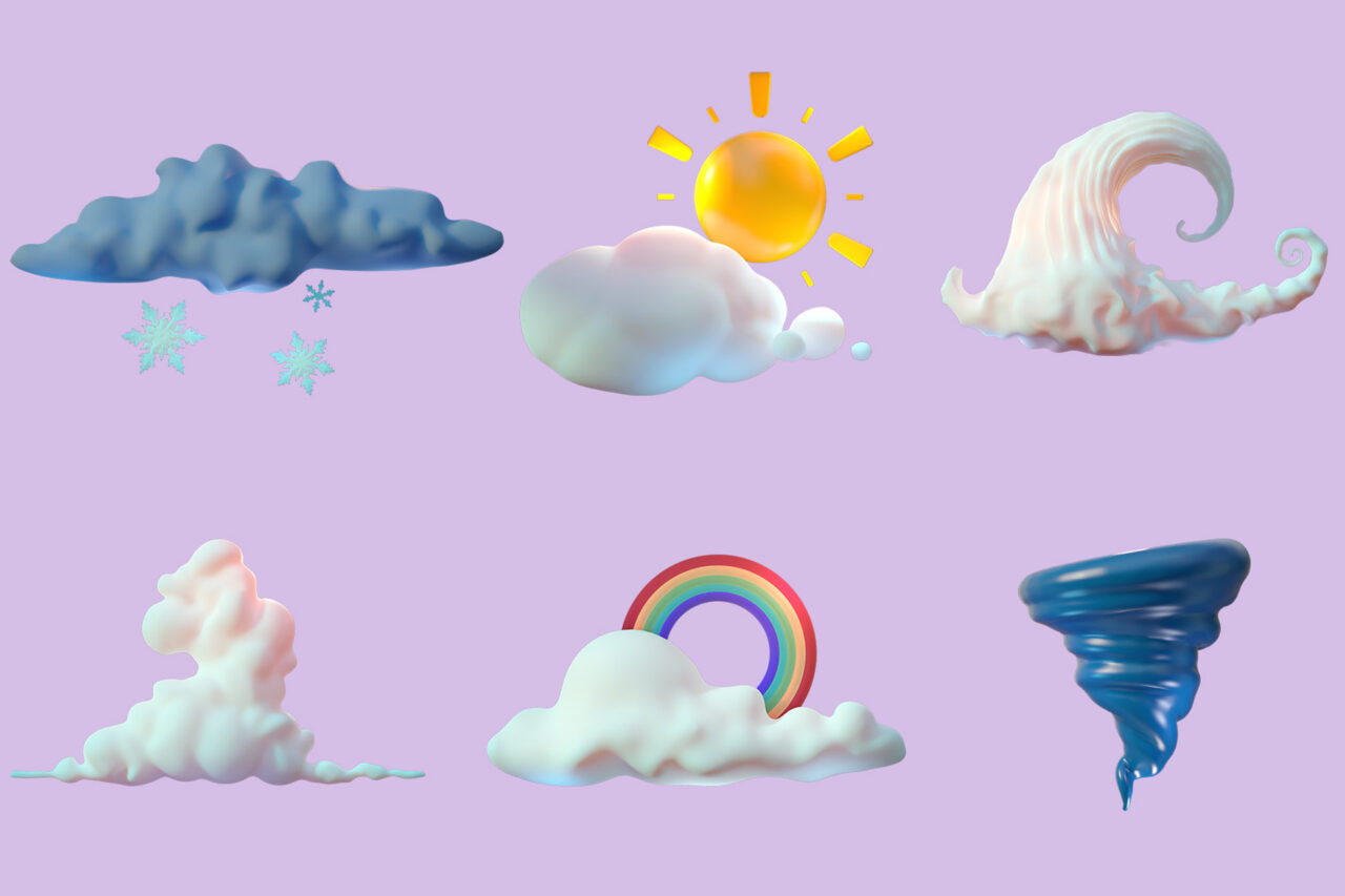 Stylized Cartoon Clouds and Weather Icons Pack 111 2K PNG Textures with Alpha   2D Nature   Unity Asset Store