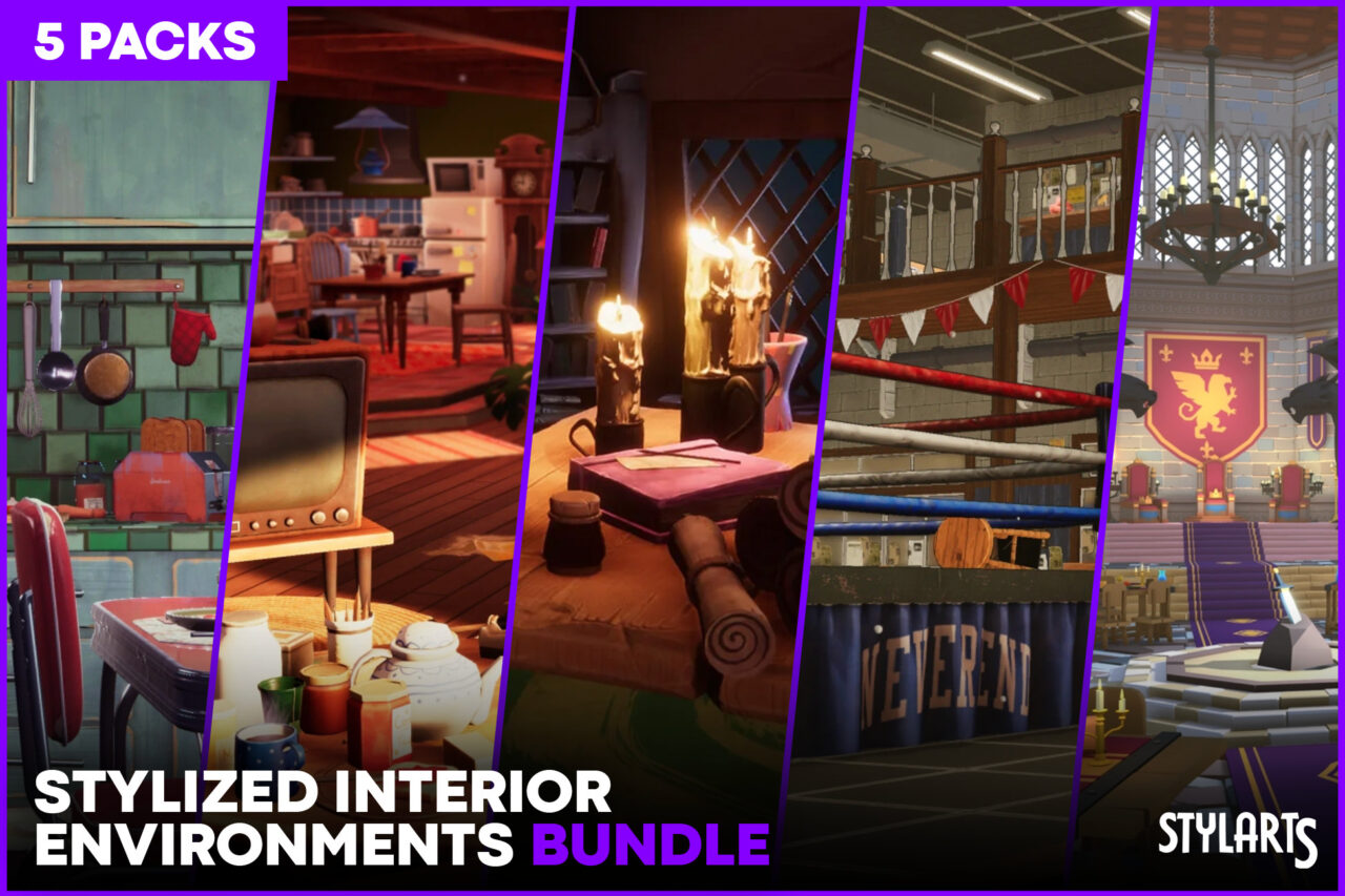 Stylized Interior Environments Bundle 5 Packs 3D Environments Unity Asset Store