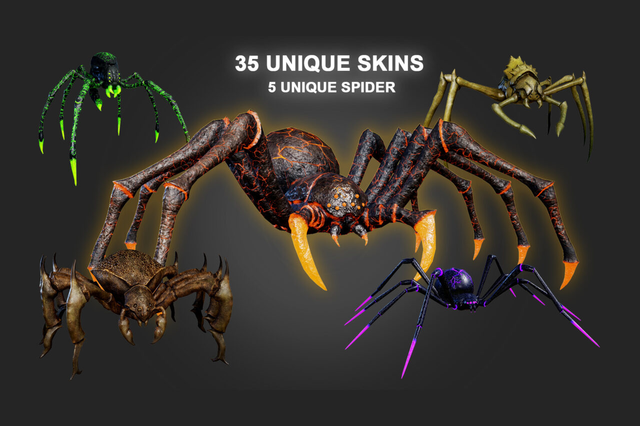 Stylized Spider Creatures Pack 3D Characters Unity Asset Store